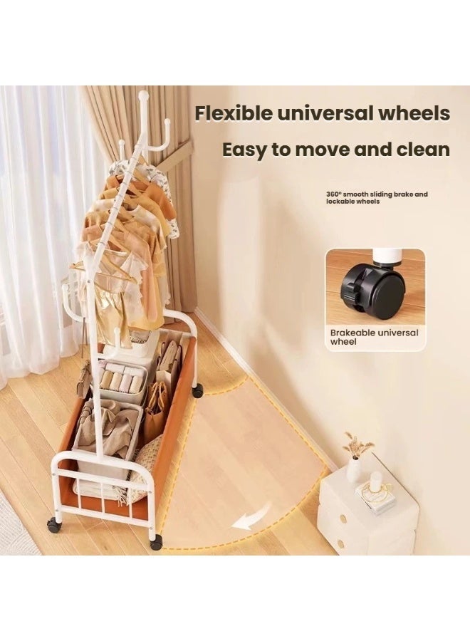 POWER Lightweight and luxurious Italian floor-standing clothes rack, bedroom clothes rack with basket, portable multi-functional luxury clothes rack, suitable for home storage and organization (120CM). - Image 3